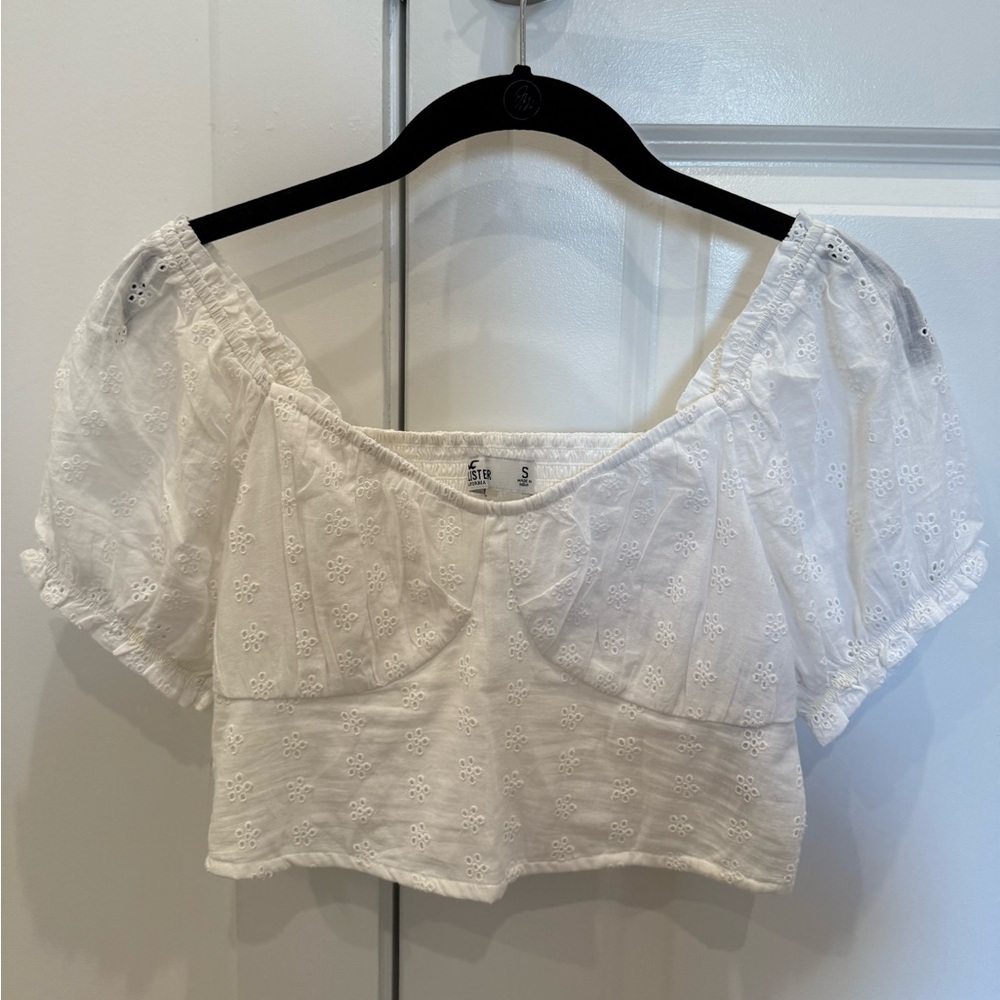 Hollister White Eyelet Crop Top